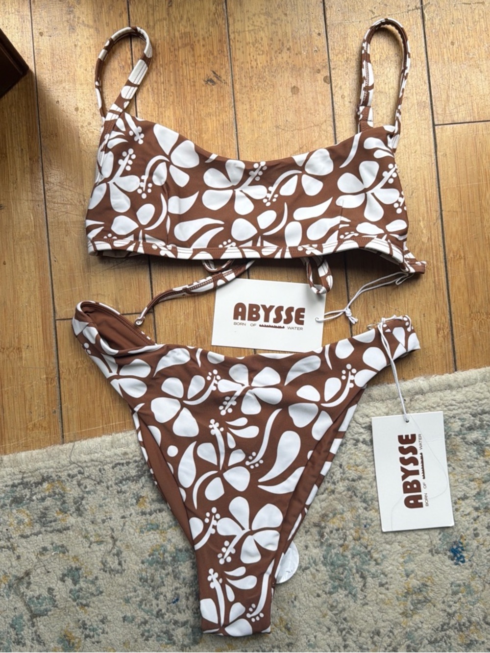 Abysse Brown & White Floral Bikini Set